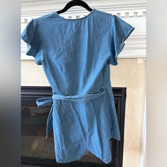 Draper James Denim Blue Wrap Romper with Ruffle Trim - Picture 3 of 4